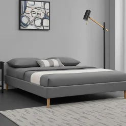 Sommier tapissier 140x190 - 20 cm - 13 lattes - montage rapide et facile - revêtement facile d'entretien - Gregory gris