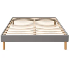 Sommier tapissier 160x200 cm - 20 cm - 13 lattes - montage rapide et facile - revêtement facile d'entretien - SOMMIER GREGORY GRIS