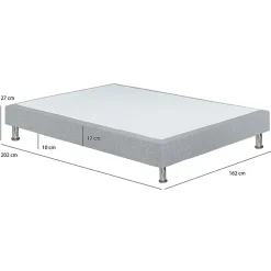Sommier tapissier 160x200 cm en tissu gris et pieds métal - REMIMOS