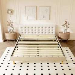 Sommier tapissier 140x190 cm 2x14 lattes, 9 pieds Hauteur du cadre 29 cm