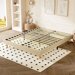 Sommier tapissier 140x190 cm 2x14 lattes, 9 pieds Hauteur du cadre 29 cm