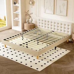 Sommier tapissier 140x190 cm 2x14 lattes, 9 pieds Hauteur du cadre 29 cm