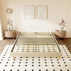 Sommier tapissier 140x190 cm 2x14 lattes, 9 pieds Hauteur du cadre 29 cm