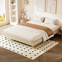 Sommier tapissier 160x200 cm 2x14 lattes,comfort,beige