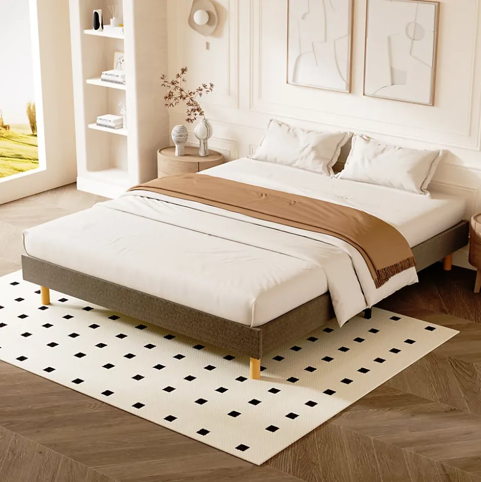 Sommier tapissier 140x200cm, 14 lattes, 9 pieds Hauteur du cadre 29 cm