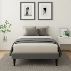 Sommier 90x190 - 20 cm - Déhoussable - 13 Lattes - Montage Rapide et Facile - Housse Lavable - Confort Optimal - Opale Gris