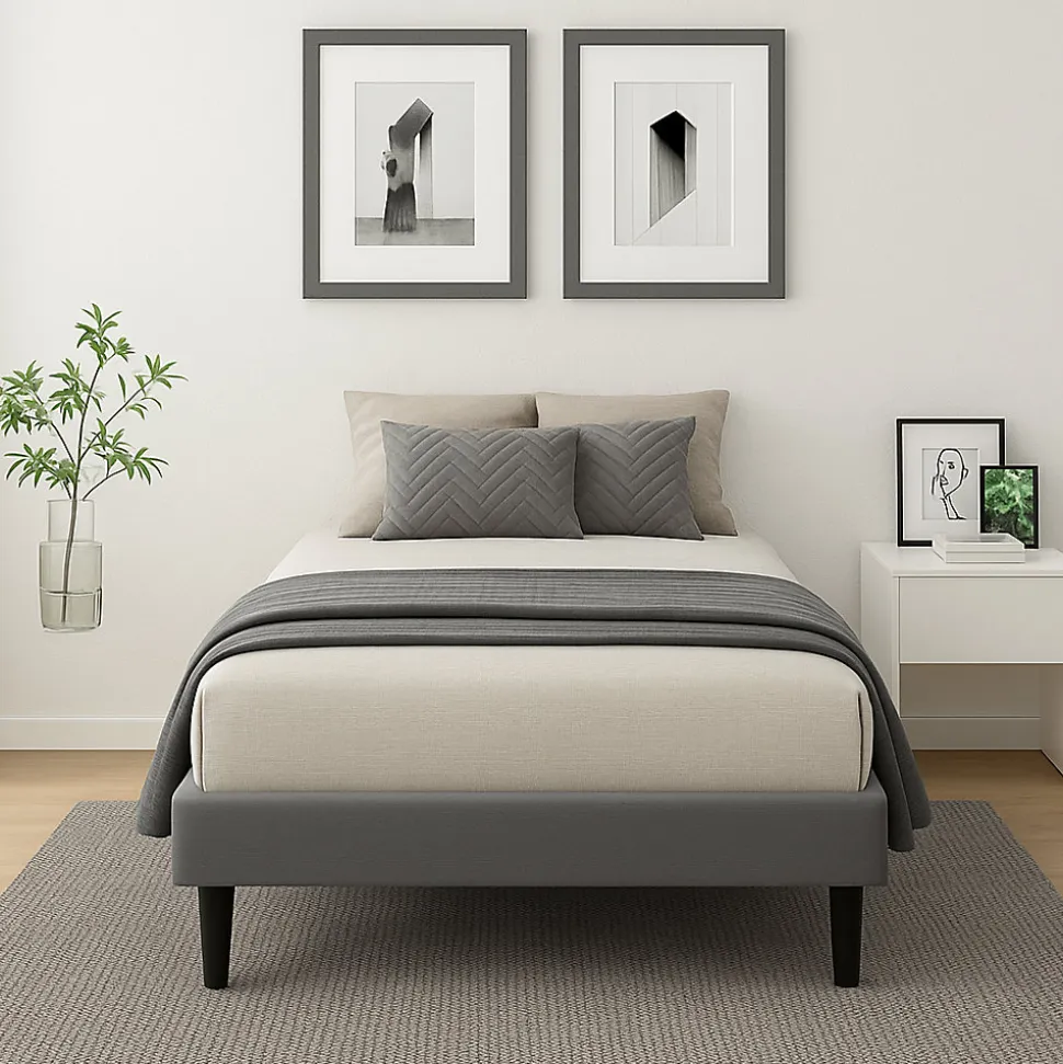 Sommier 90x190 - 20 cm - Déhoussable - 13 Lattes - Montage Rapide et Facile - Housse Lavable - Confort Optimal - Opale Gris