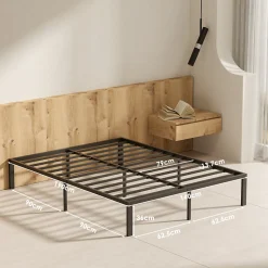 Sommier 140x190, Cadre de Lit 140x190 cm, Hauteur 36 cm pour Rangement, Plateforme en Métal, Lit 140 x 190 avec Sommier