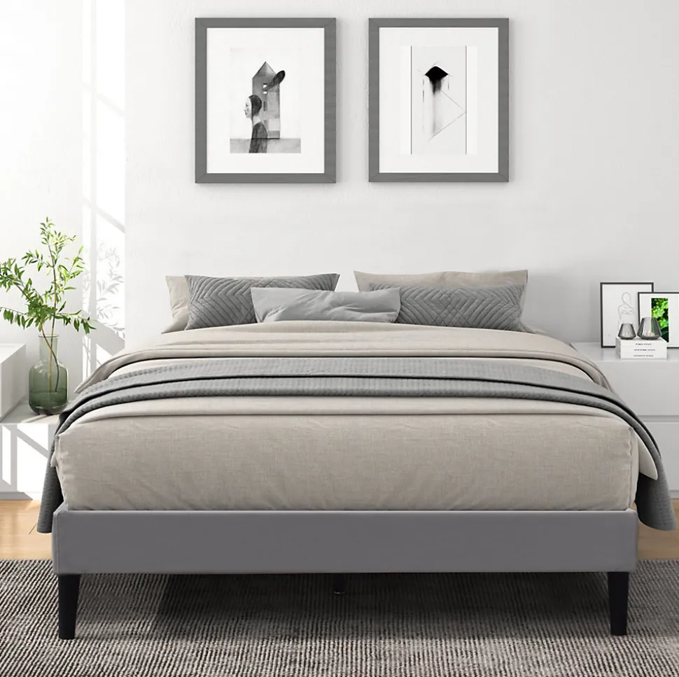 Sommier 140x190 cm - dehoussable - pieds 20 cm - 13 lattes - soutien ferme - confort - usage quotidien - tendance gris