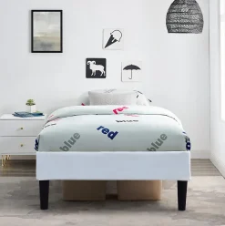 Sommier 90x190 cm - déhoussable - pieds 20 cm - 13 lattes - soutien ferme - confort - usage quotidien - blanc