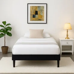 Sommier 100x200 cm - tapissier dehoussable - housse lavable noir - pieds de 20 cm - 13 lattes - montage rapide et facile - -