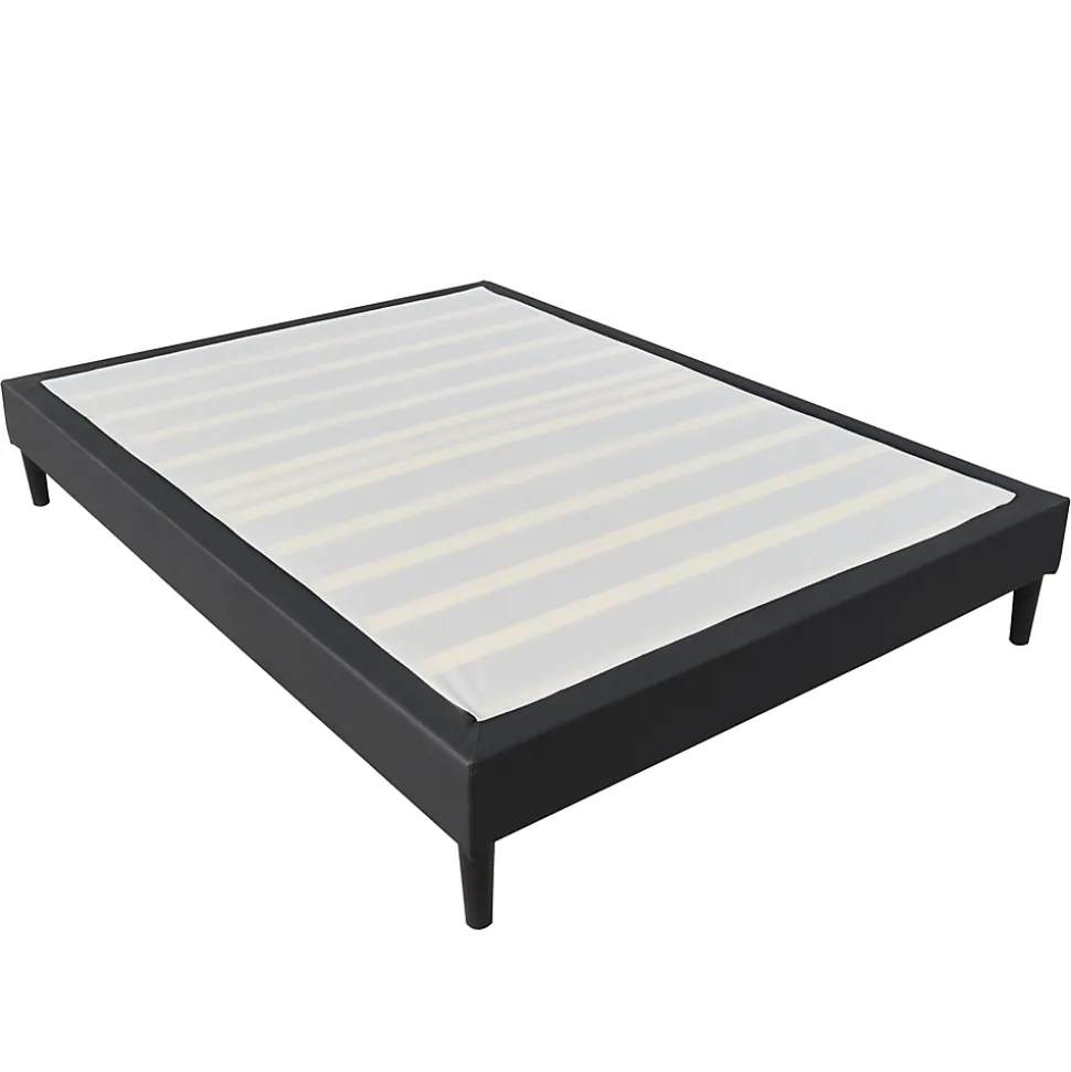 Sommier 140x190 cm dehoussable noir - pieds 20 cm - 13 lattes - soutien ferme - confort - ideal pour - facile entretien