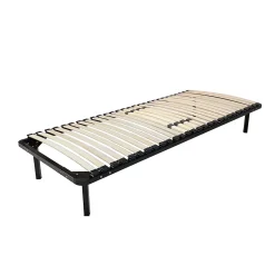 Sommier 90x200 Noir Cadre à Lattes Renforce et Soutien Réglable - 4 Pieds x 29 cm en Métal - Métal 1,4 mm - 34 Lattes 9 mm et 3,5