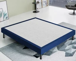 Sommier 160x190 Tapissier Déco Couleur Bleu Resistant Jusqu'à 120 Kg Par Personne