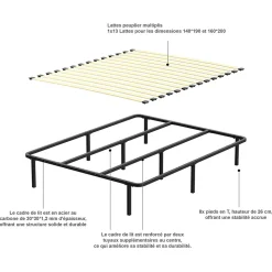 Sommier 160x200cm Hauteur de 29 cm
