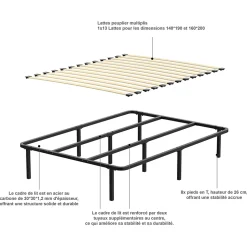 Sommier 140x190cm Hauteur de 29 cm