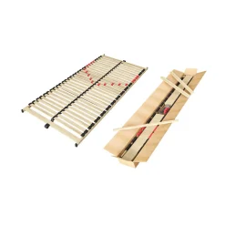 Sommier ZITTARO 28 lattes 90x200 cm Finition chene et noir Soutien ferme et design sobre