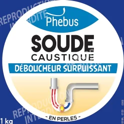 Soude caustique déboucheur surpuissant en perles Phebus 1kg