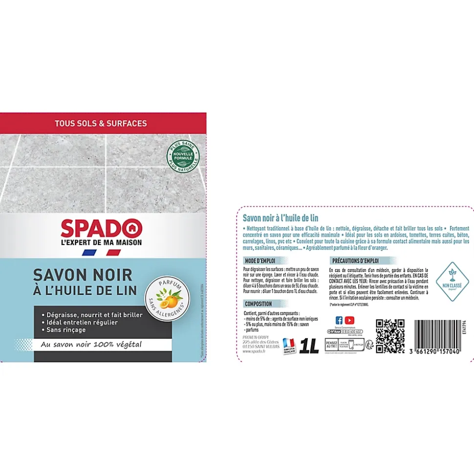 Spado savon noir à l'huile de lin 1l