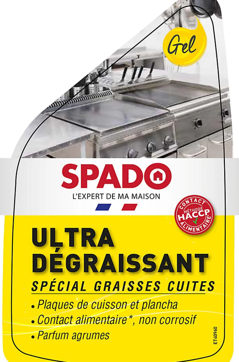 Spray gel nettoyant ultra dégraissant spécial graisses cuites Spado 750ml