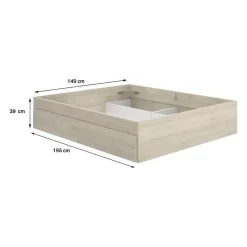 Structure de lit - LAGO - 140 x 190 cm - 4 tiroirs - Chene