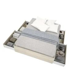 Structure de lit - LAGO - 140 x 190 cm - 4 tiroirs - Chene