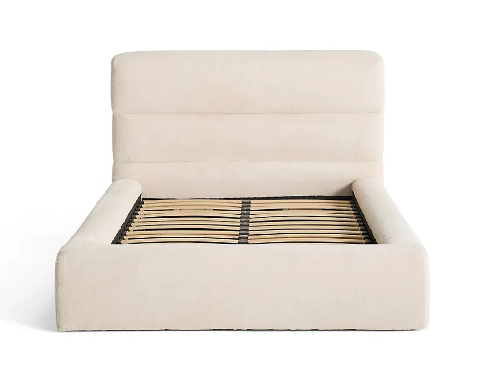 Sunset - lit coffre - 140x190 cm - sommier inclus - en fausse fourrure - Lisa Design