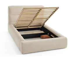 Sunset - lit coffre - 140x190 cm - sommier inclus - en fausse fourrure - Lisa Design