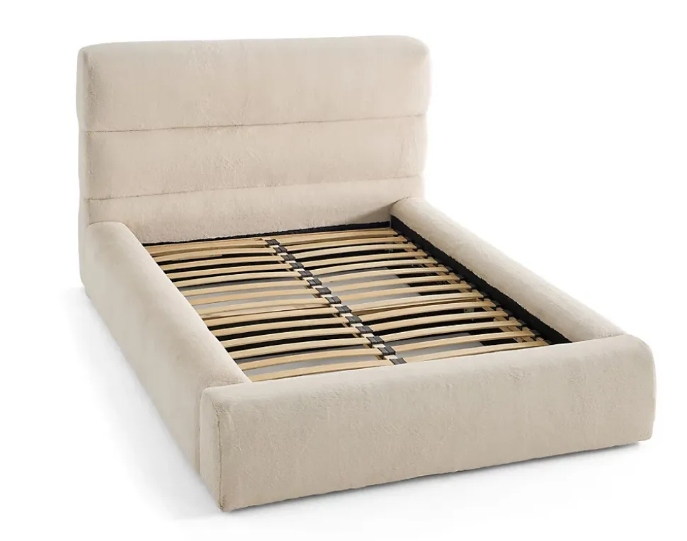 Sunset - lit coffre - 140x190 cm - sommier inclus - en fausse fourrure - Lisa Design