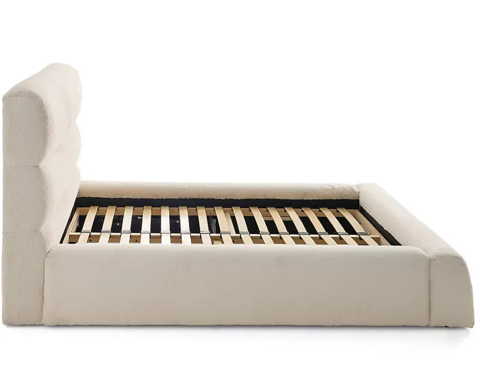 Sunset - lit coffre - 140x190 cm - sommier inclus - en fausse fourrure - Lisa Design