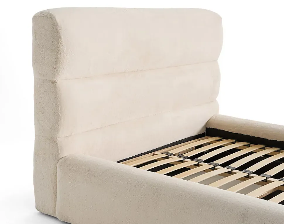 Sunset - lit coffre - 140x190 cm - sommier inclus - en fausse fourrure - Lisa Design