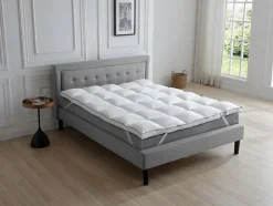 Surconfort de matelas anti-acariens 2 places - 160 x 200 cm - Enveloppe satin 120 fils/cm2 - garnissage 1000gr/m2 - Blanc