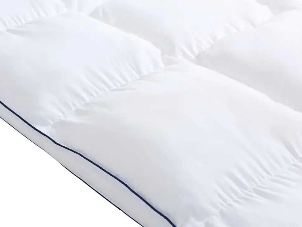 Surconfort de matelas anti-acariens 1 place - 90x 190 cm - Enveloppe satin 120 fils/cm2 - garnissage 1000gr/m2 - Blanc passepoil