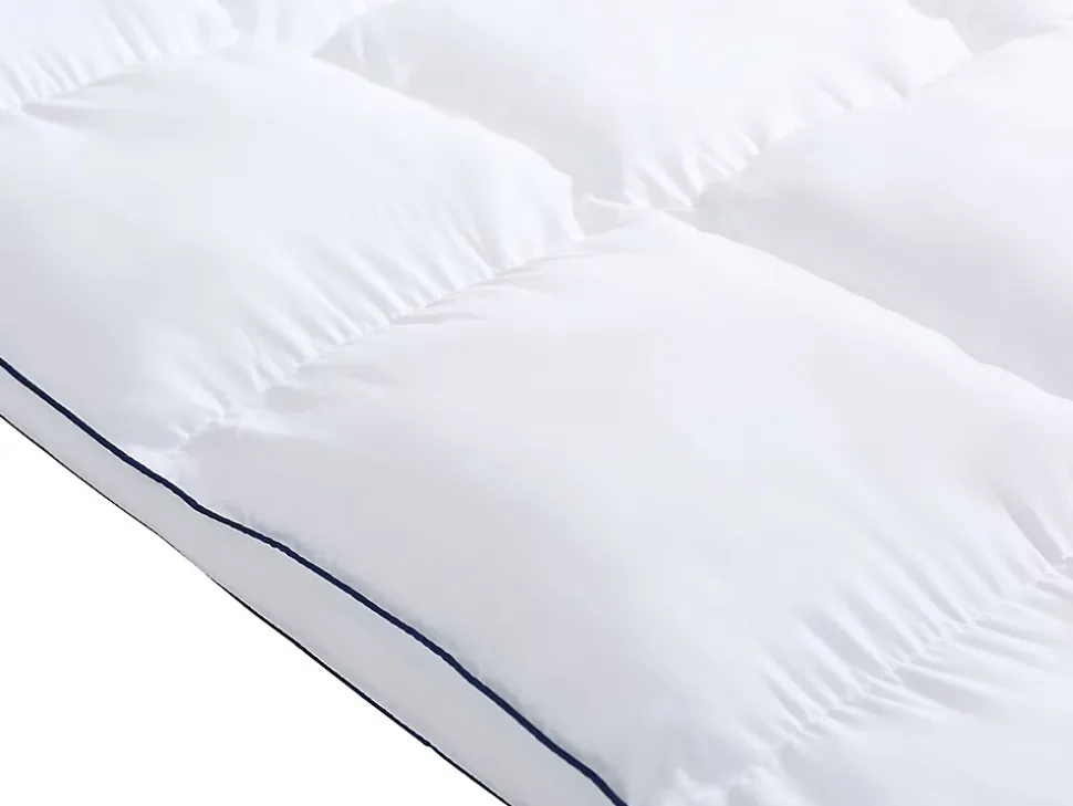 Surconfort de matelas anti-acariens 1 place - 90x 190 cm - Enveloppe satin 120 fils/cm2 - garnissage 1000gr/m2 - Blanc passepoil
