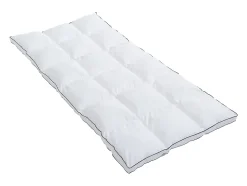 Surconfort de matelas anti-acariens 1 place - 90x 190 cm - Enveloppe satin 120 fils/cm2 - garnissage 1000gr/m2 - Blanc passepoil