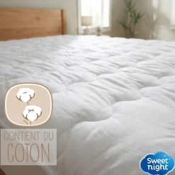 Surmatelas Moelleux 160x200 cm - Protege Matelas Impermeable - Housse Coton - 4 Coins Elastiques - Traitement Anti-Acarien