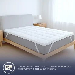 Surmatelas Simple Protège-Matelas Matelassé avec Garnissage 800 g/m² avec Sangles Élastiques d'Angle 90x200