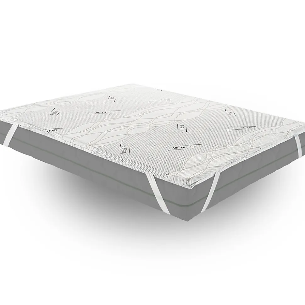 Sur-matelas 90x190 - Mousse à Mémoire De Forme - Epaisseur 5 cm - Revêtement Amovible Silver Fresh