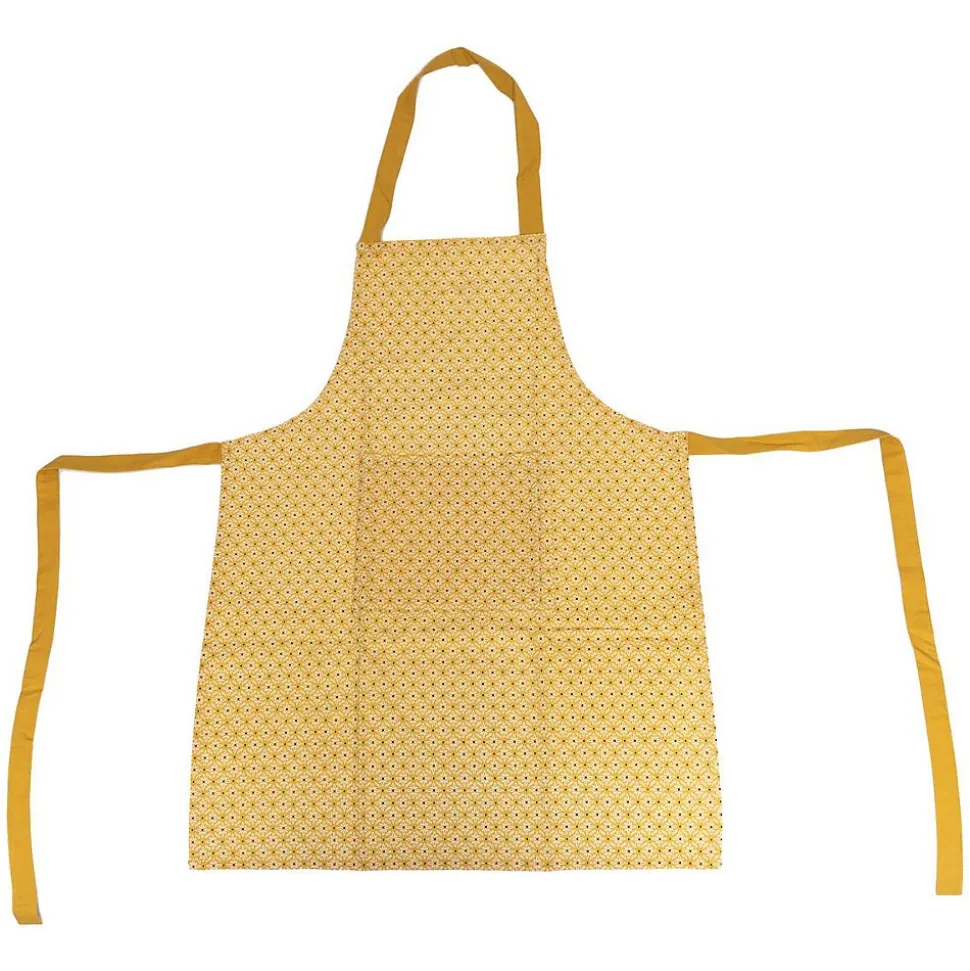 Tablier imprimé Paty - jaune ocre - coton 60x80 cm - Atmosphera