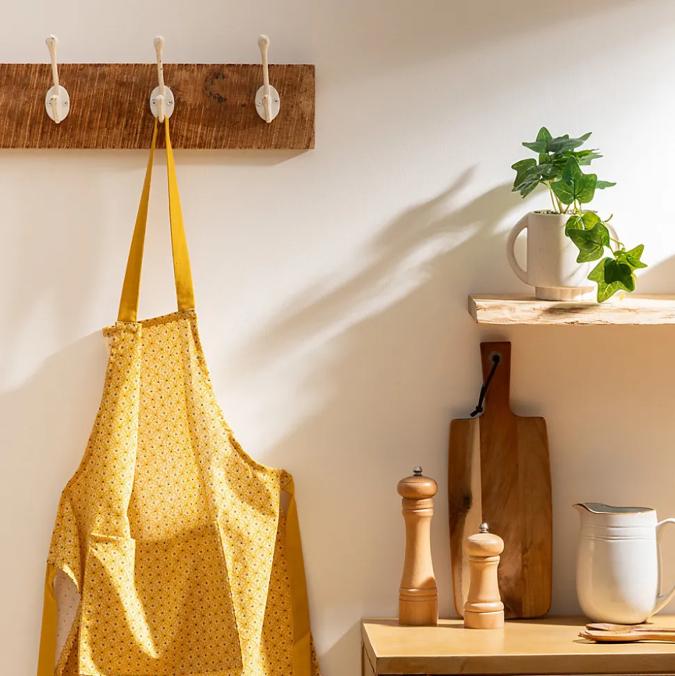 Tablier imprimé Paty - jaune ocre - coton 60x80 cm - Atmosphera