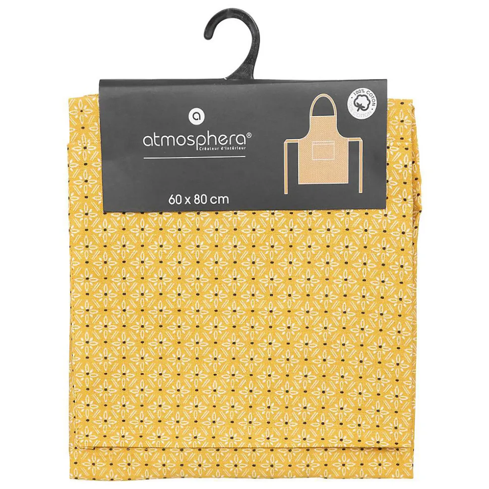 Tablier imprimé Paty - jaune ocre - coton 60x80 cm - Atmosphera