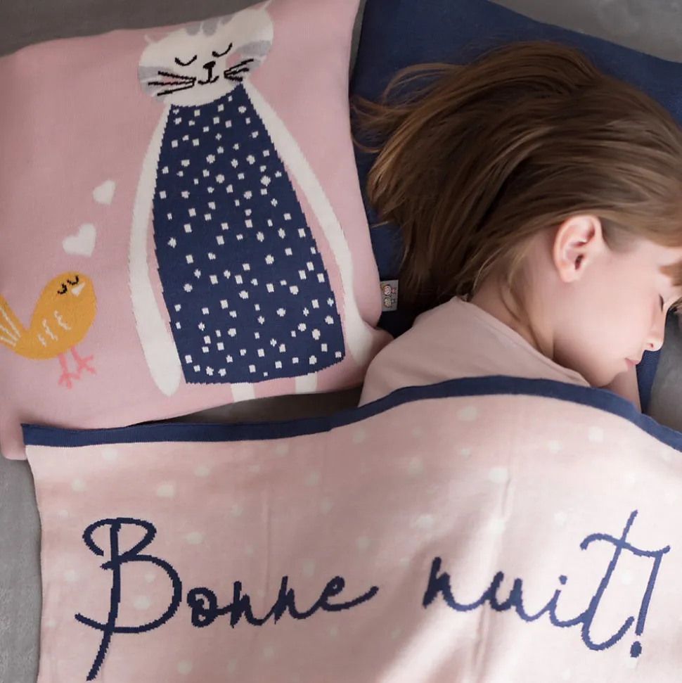 Taie de coussin en tricot de coton Chat