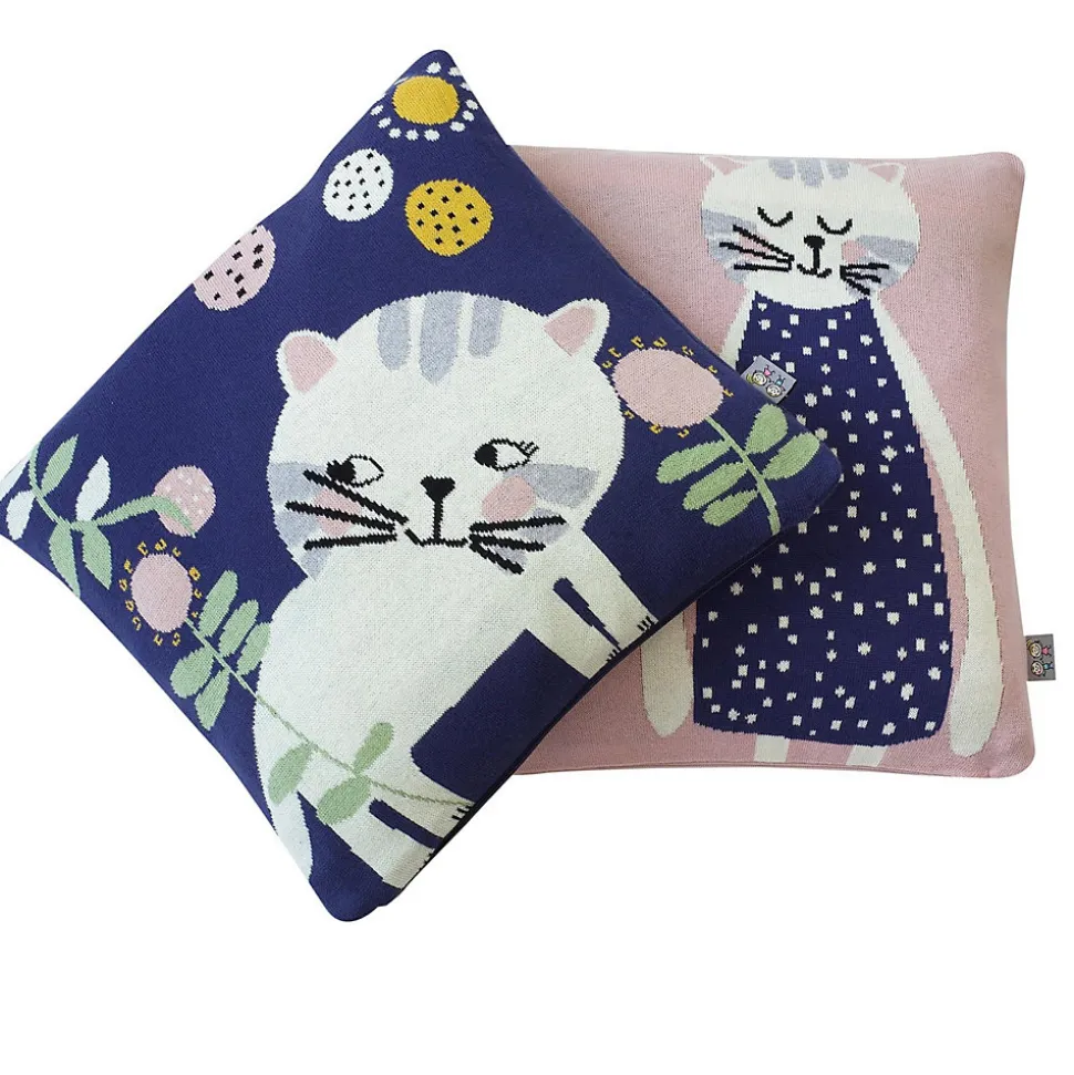 Taie de coussin en tricot de coton Chaton