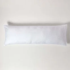 Taie de traversin blanc satin rayé en coton égyptien 330 fils, 50x140 cm - HOMESCAPES