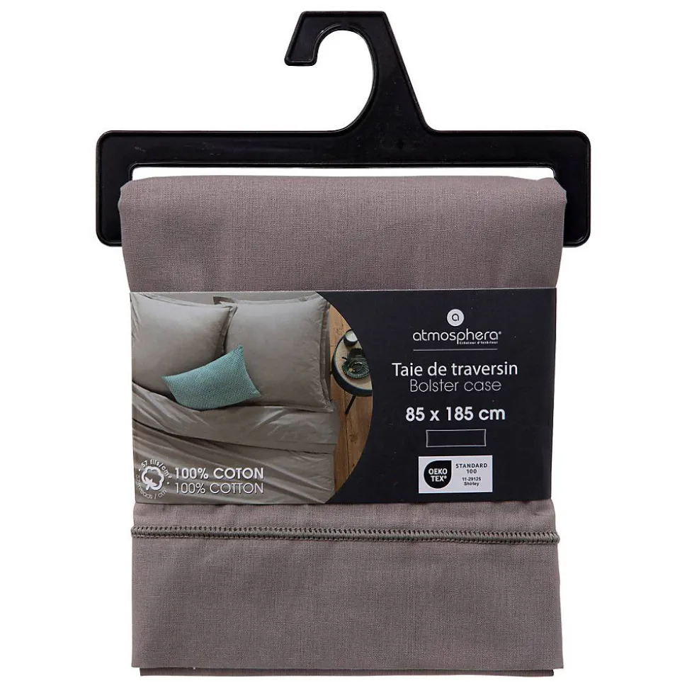 Taie de traversin Carina 85x185cm gris souris - Atmosphera