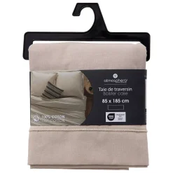 Taie de traversin Carina 85x185cm beige lin - Atmosphera