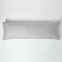 Taie de traversin gris acier 100% coton égyptien 200 fils, 50x140 cm - HOMESCAPES