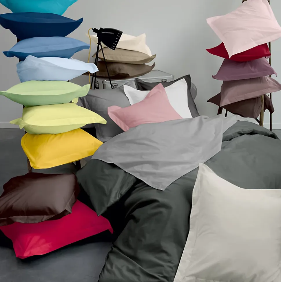 Taie de traversin uni 140x43 cm coton ALTO vert fleur d'amandier