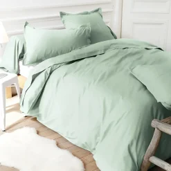 Taie de traversin uni 140x43 cm coton ALTO vert fleur d'amandier