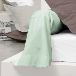 Taie de traversin uni 140x43 cm coton ALTO vert fleur d'amandier